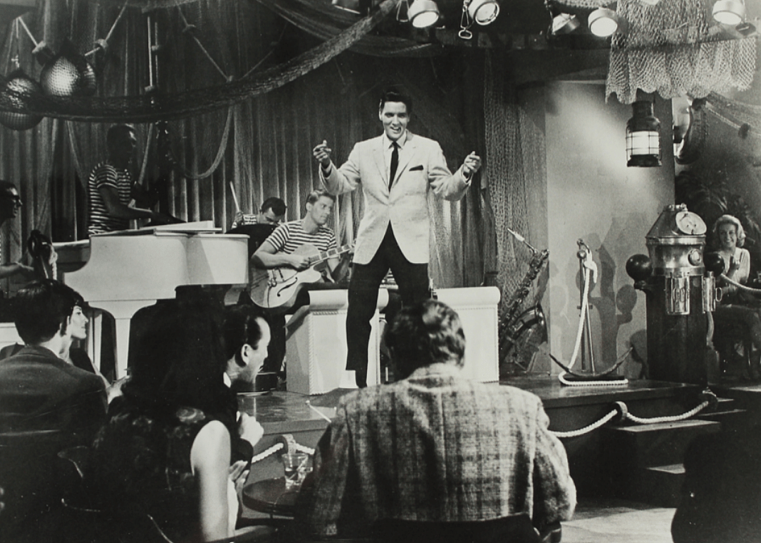 Elvis Presley in a scene from ‘Girls! Girls! Girls!’