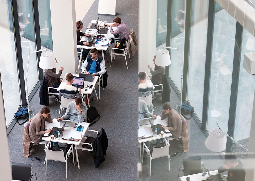 Students studying at Vilnius University library
