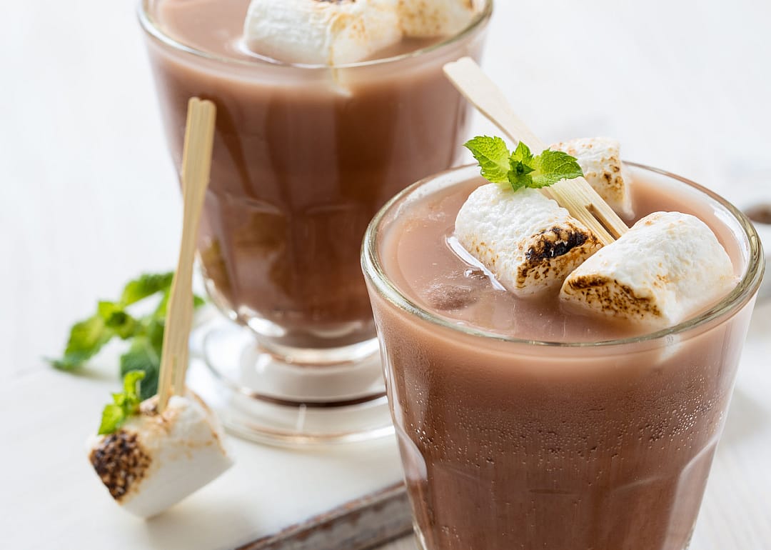 Egg cream topped with toasted marshmallows.