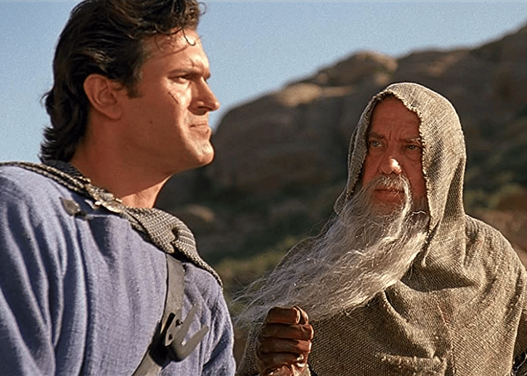 Ian Abercrombie and Bruce Campbell in a scene from ‘Army of Darkness’