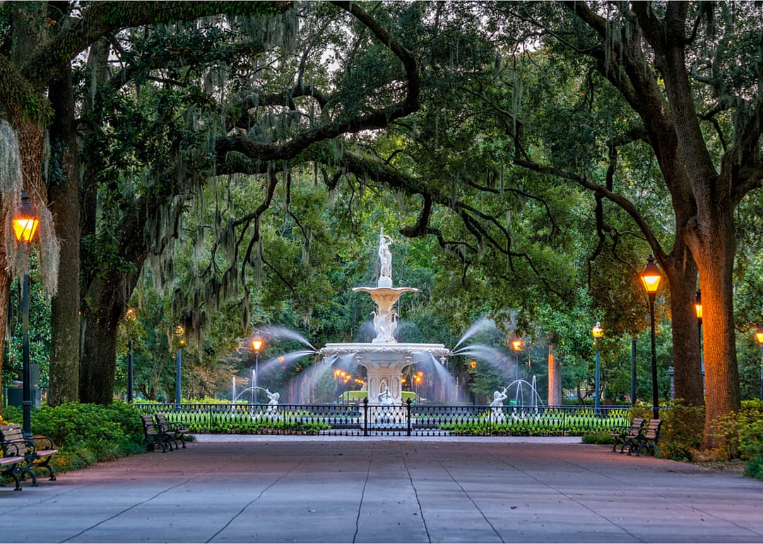 Forsyth Fountain in Savannah, Georgia.