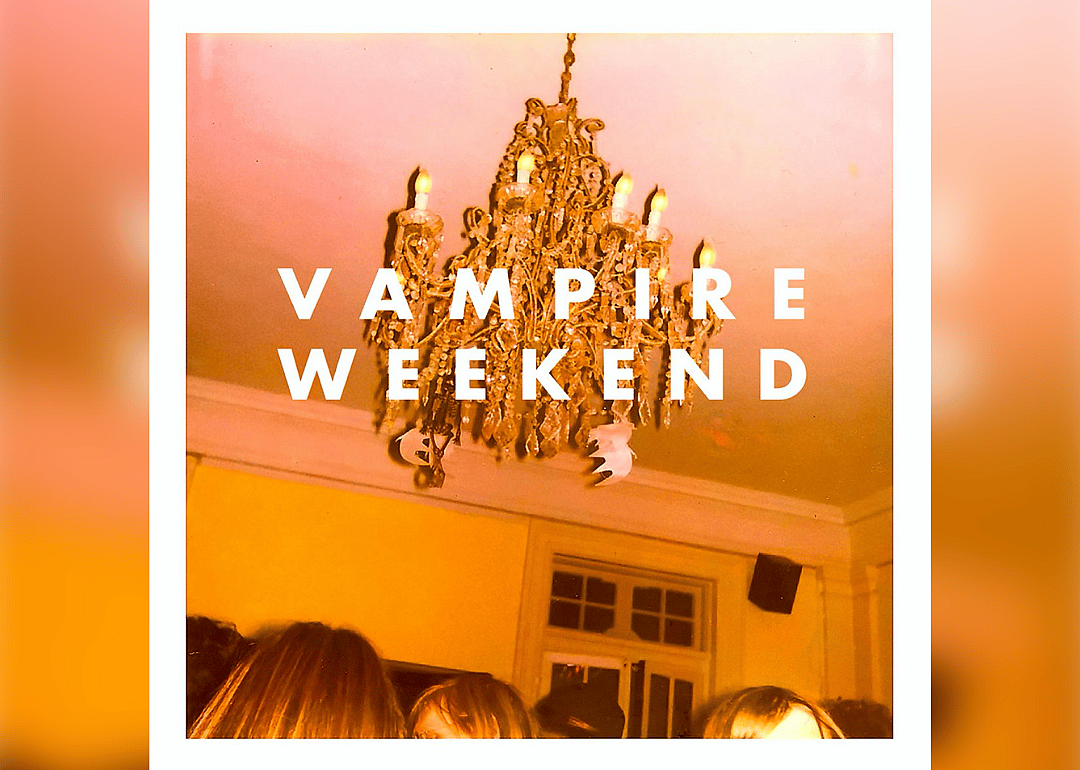 A chandelier and the tops of heads on the album cover.