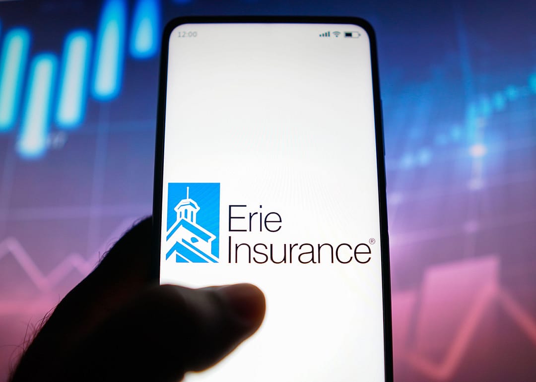 Erie Insurance logo on phone.