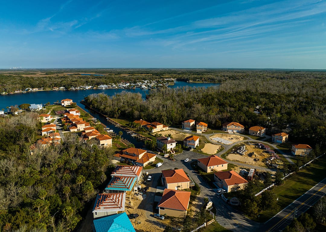 Arial view of homes in Homosassa Springs.