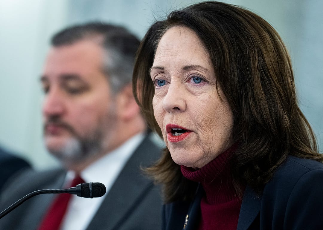 Senator Maria Cantwell speaks in a hearing.