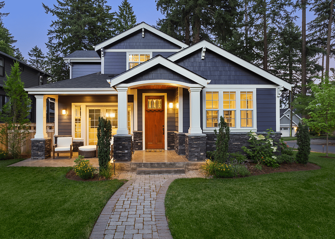 Cozy home at twilight.