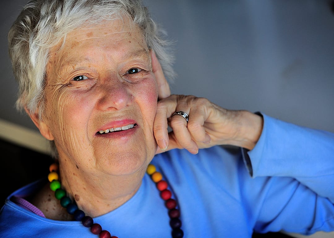 Vera Rubin poses for a portrait.