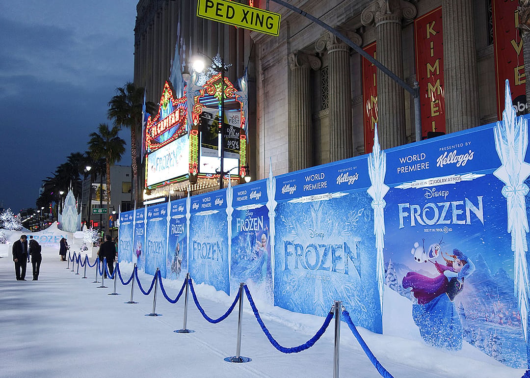 The white carpet outside the El Capitan Theater at the premiere of Frozen.