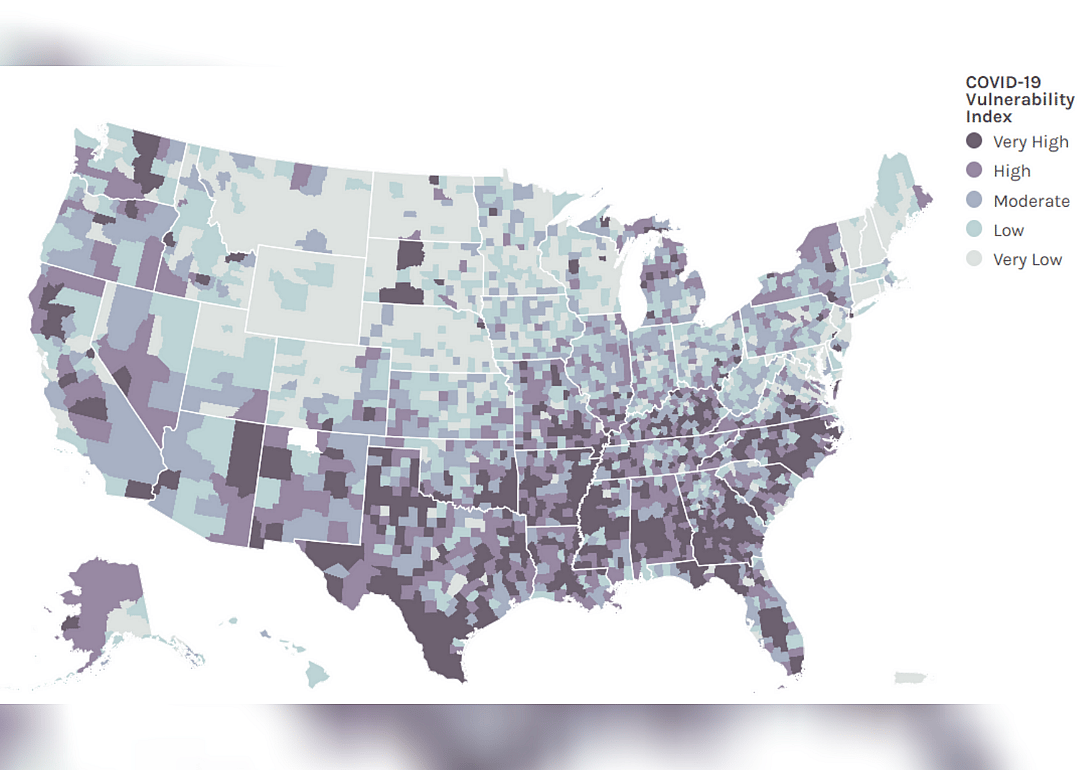 COVID vulnerability by county