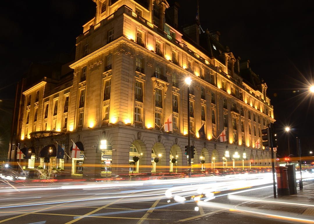 A nighttime view of the Ritz Casino.