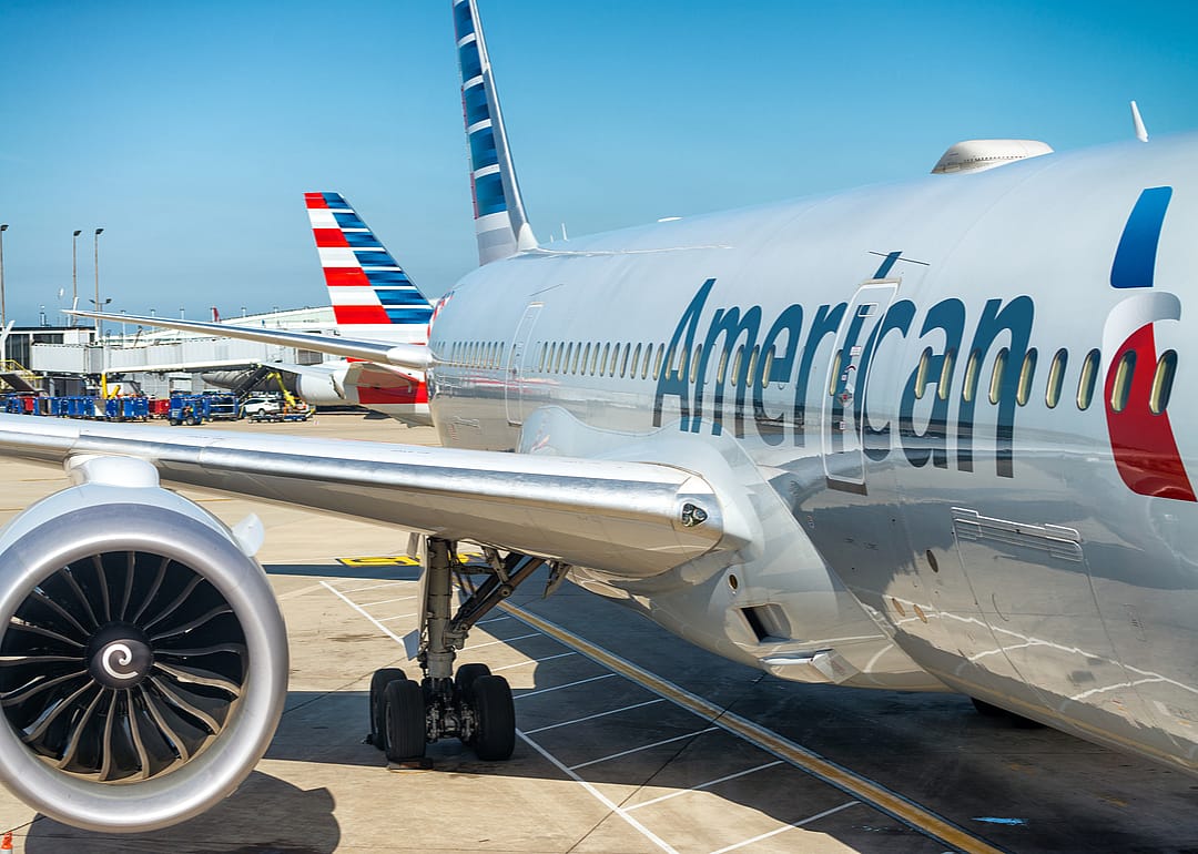 An American Airline jet parked on the tarmac