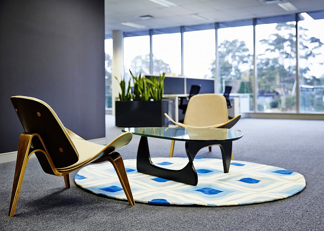 Noguchi coffee table in an office.