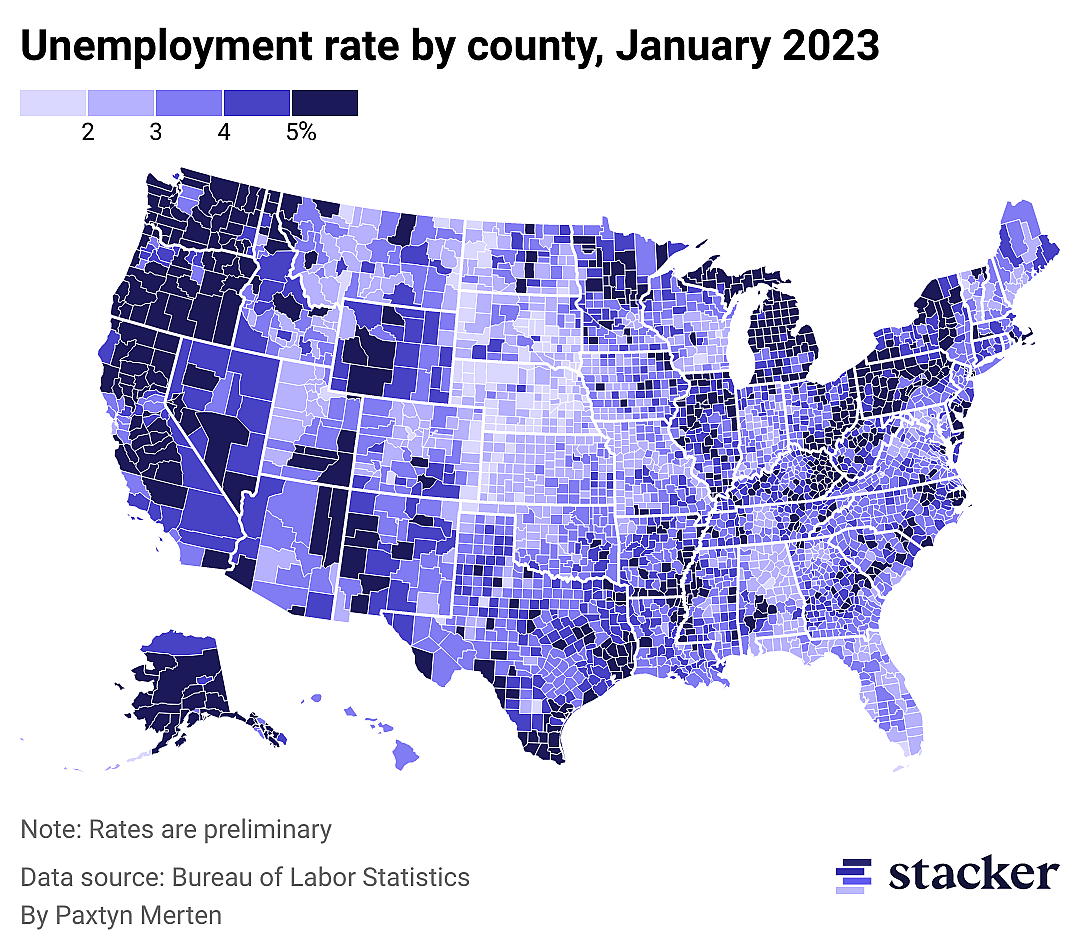 Unemployment rate by county