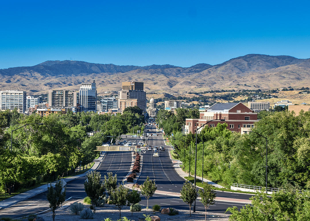 Aerial view of a town in Boise, Idaho.