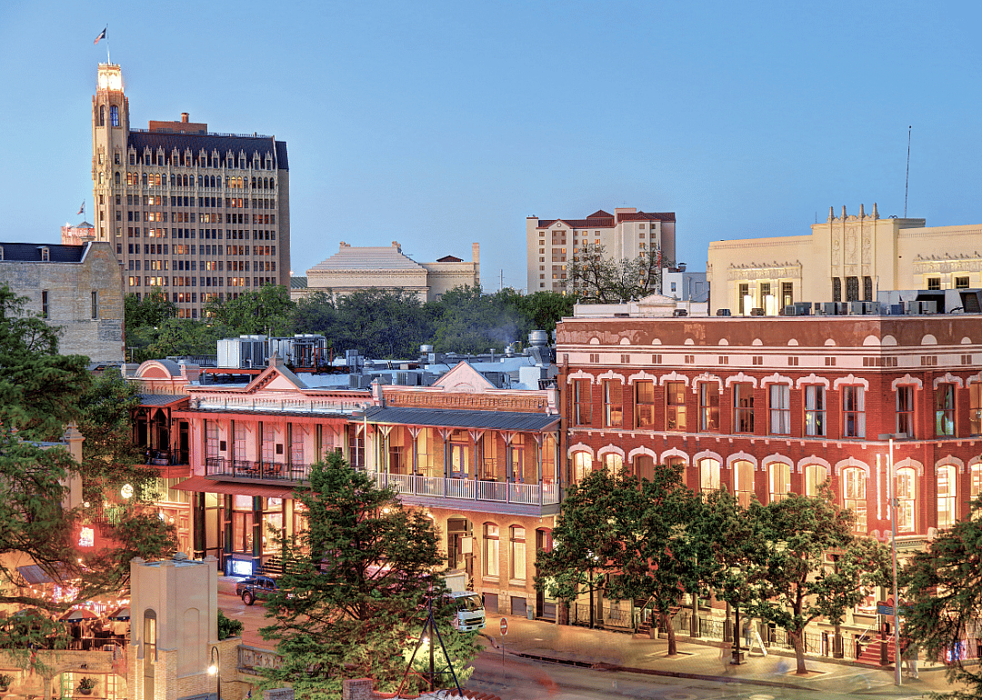 Aerial view of a town in San Antonio.