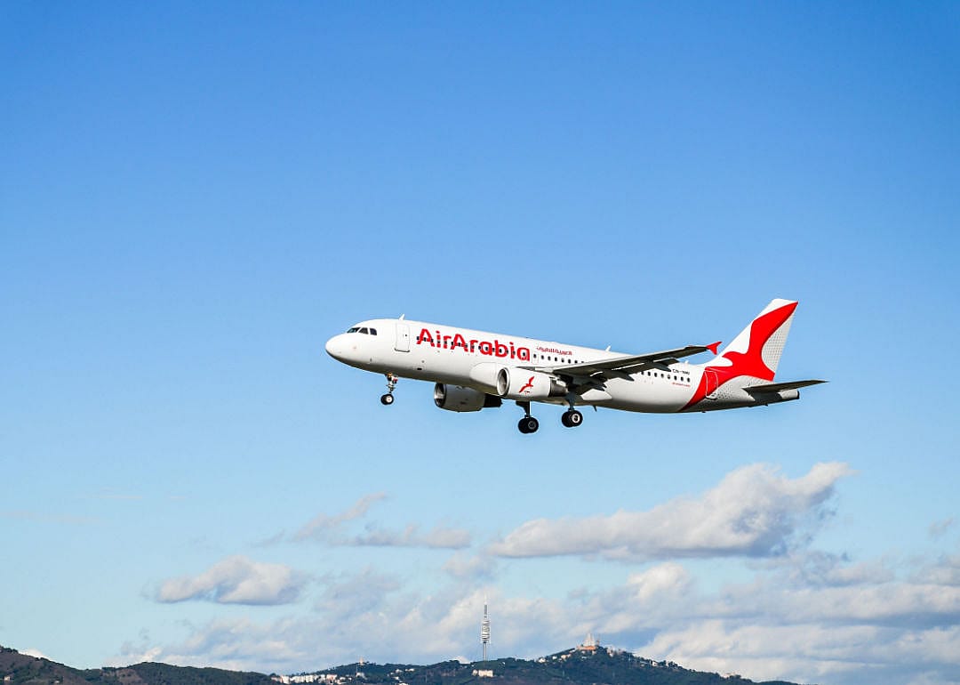 An Air Arabia jet in flight.
