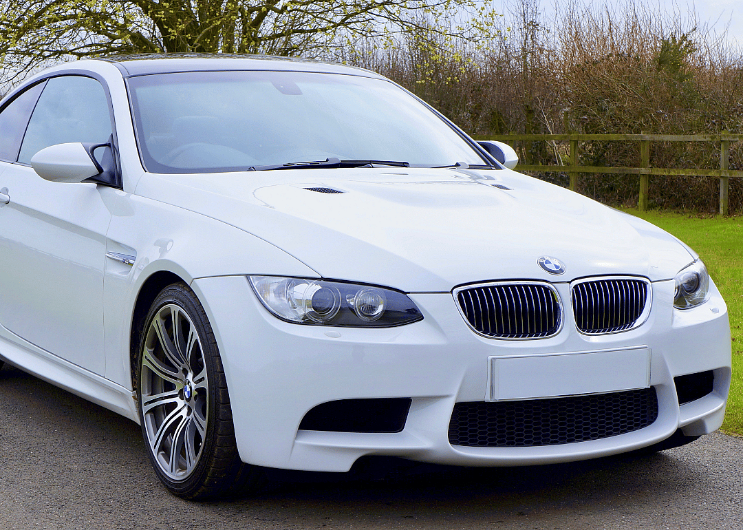 A white BMW coupe.