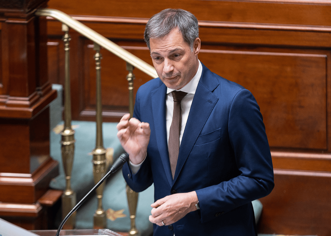 Prime Minister Alexander De Croo speaks in Brussels.