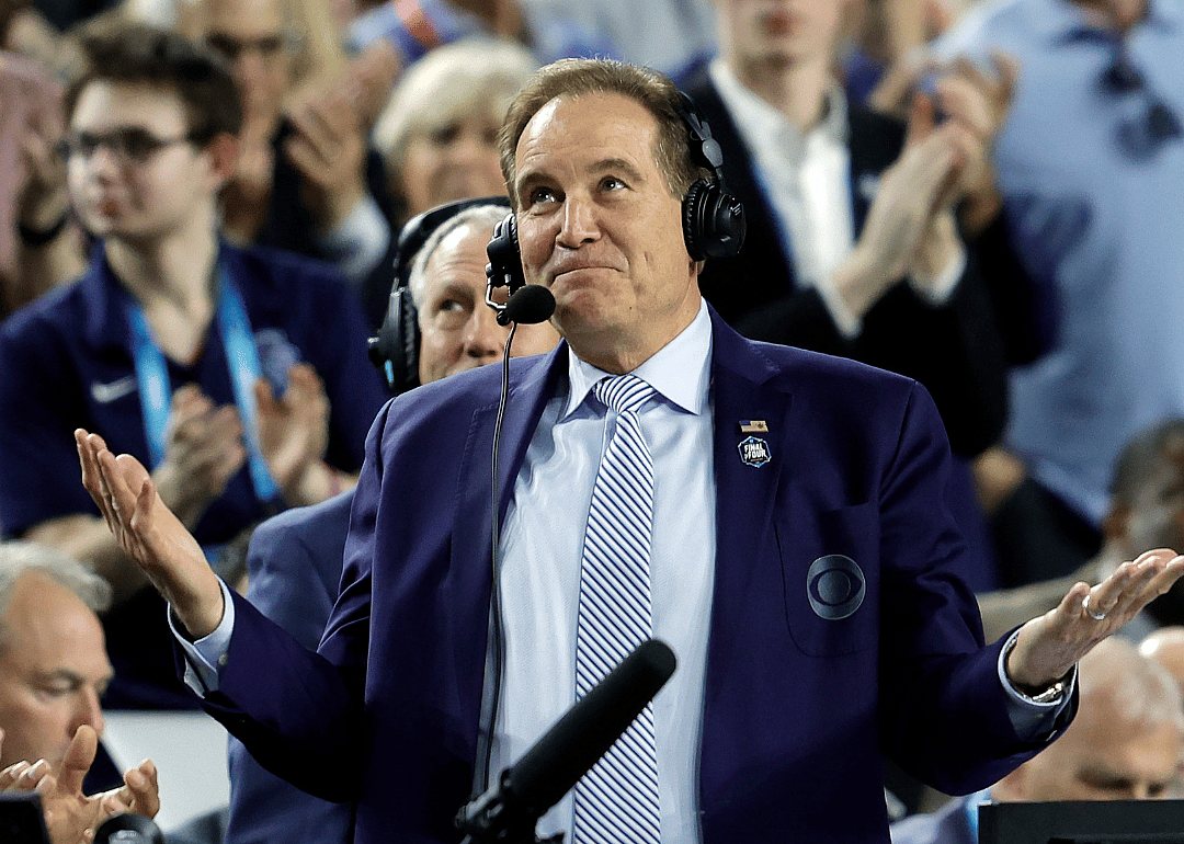 im Nantz reacts during the first half in the game between the Florida Atlantic Owls and San Diego State Aztecs.