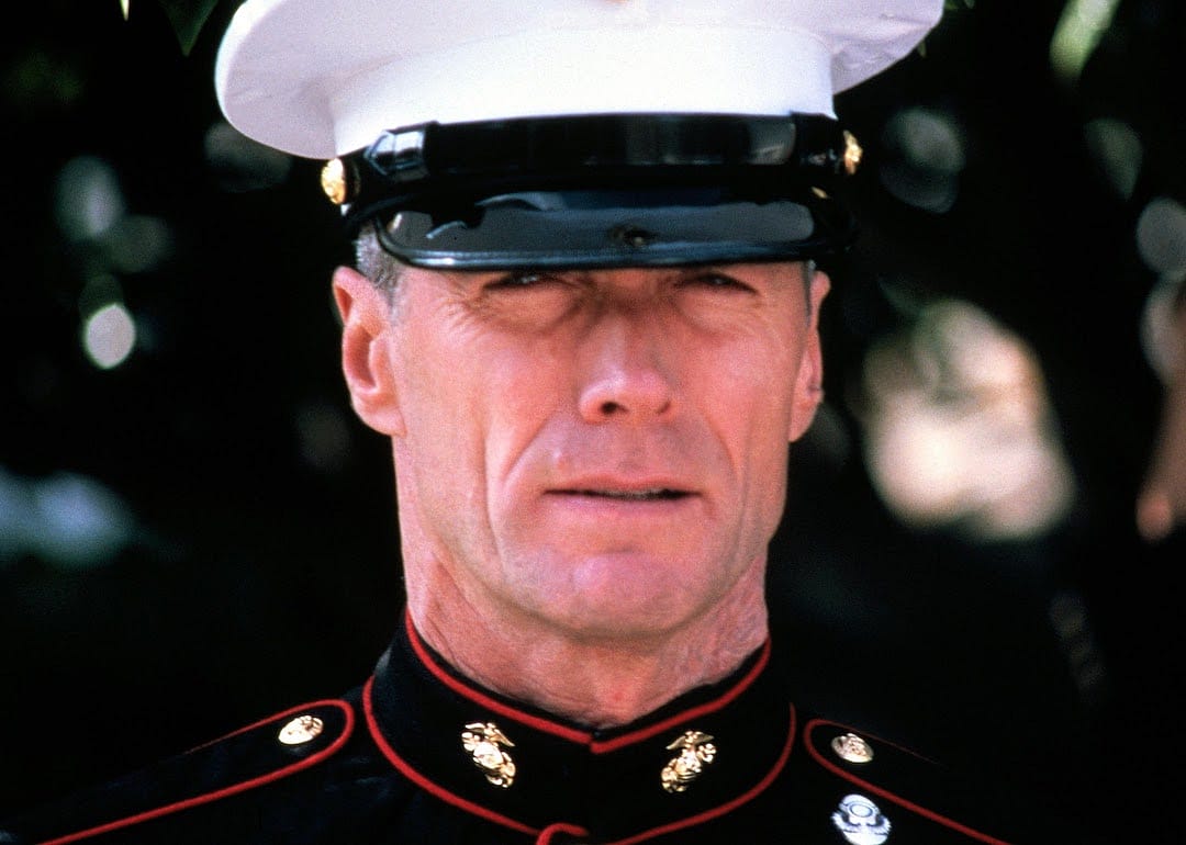 Clint Eastwood in uniform in the movie 'Heartbreak Ridge.'