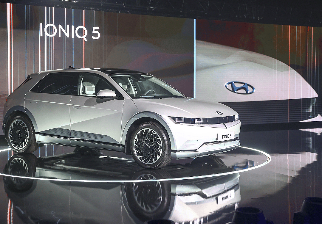 A view of the Hyundai's electric IONIQ 5 model car during the introductory event in Istanbul, Turkiye on September 16, 2022.