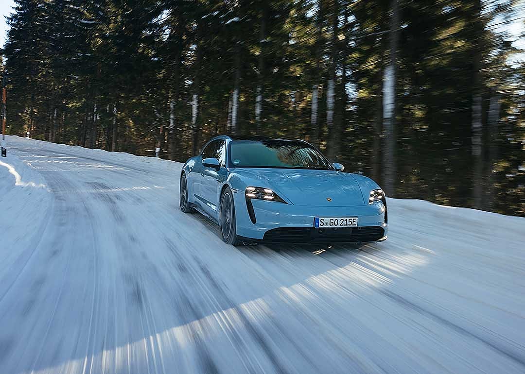 light blue porsche taycan 4S