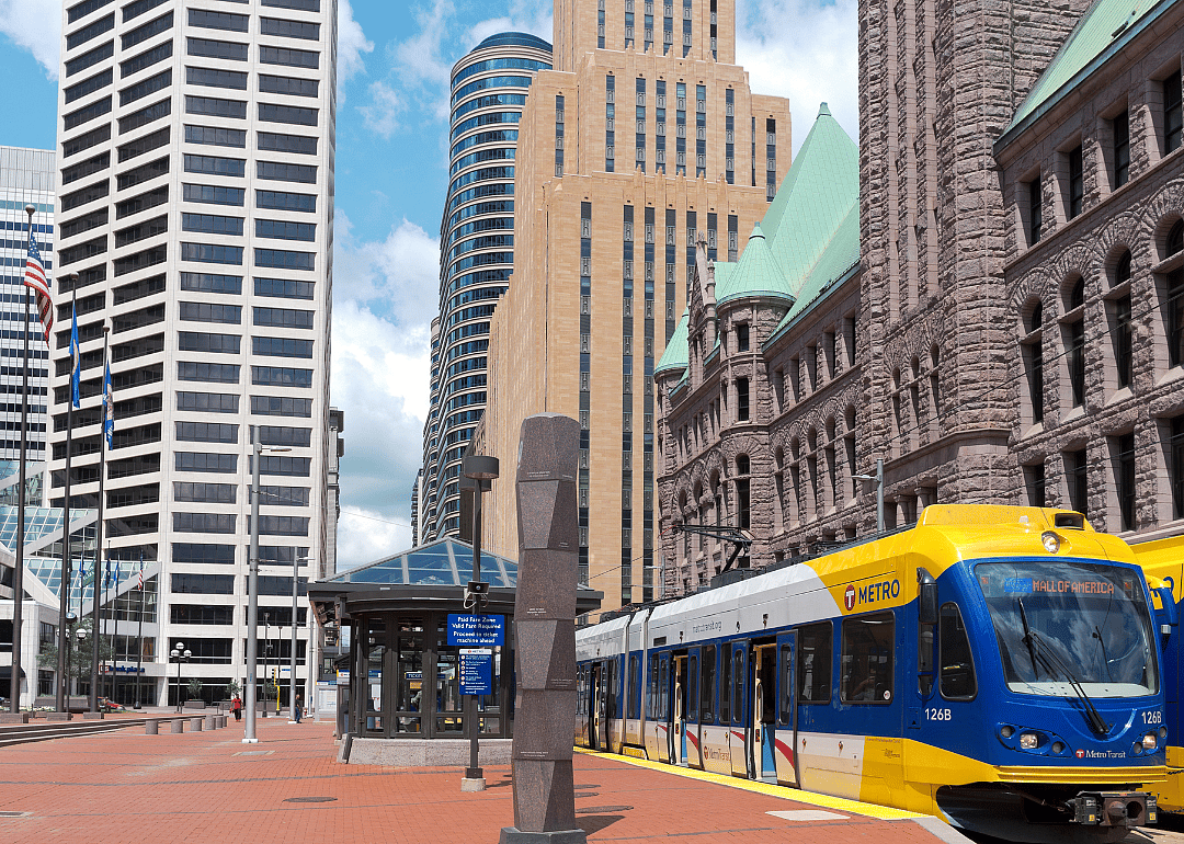 The Metro light rail line in downtown Minneapolis