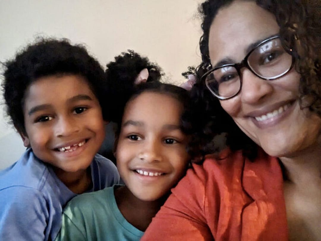 Brooke Floyd and children, they attend a school in Jackson 