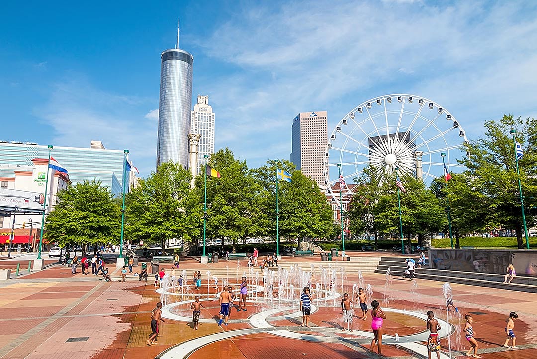 Children play at Centennial Olympic Park in Atlanta
