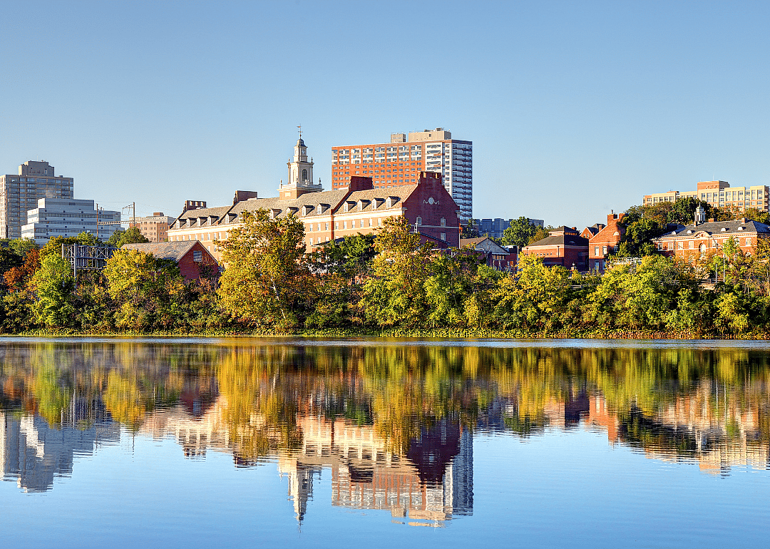 Cityscape in New Brunswick, New Jersey, near the water.