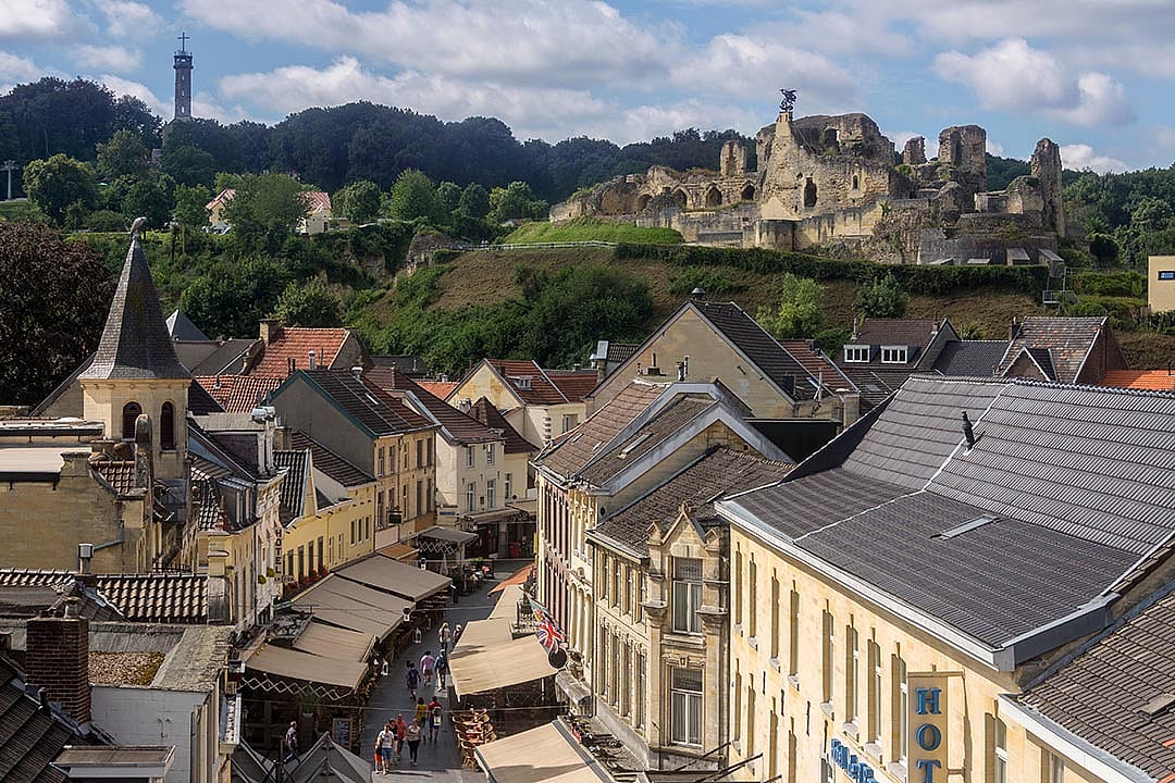 Valkenburg Castle above the town of Valkenburg aan de Geul in the Netherlands.