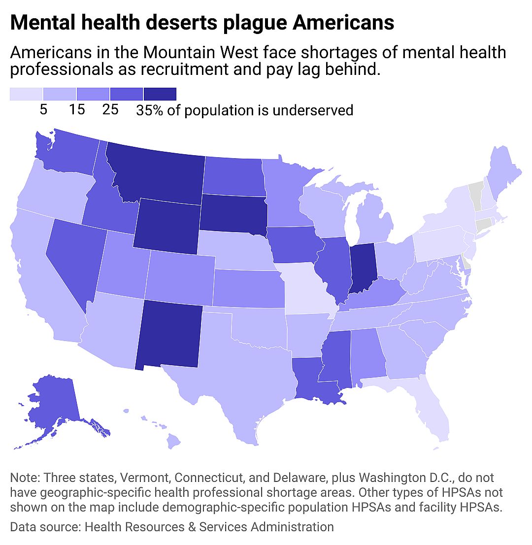 In 5 states, more than 35% of the population is underserved