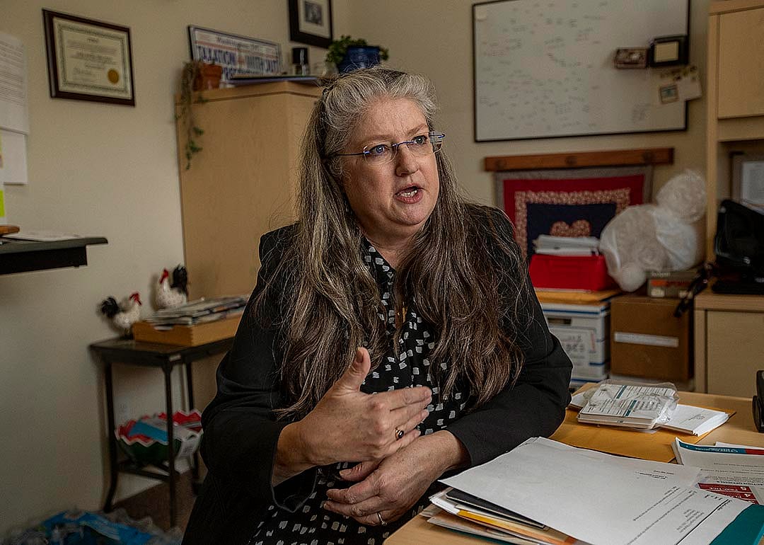 Cathy Darling Allen, the County Clerk and Registrar of Voters in Shasta County, is photographed inside her office at the Shasta County Clerk & Elections office in Redding. 