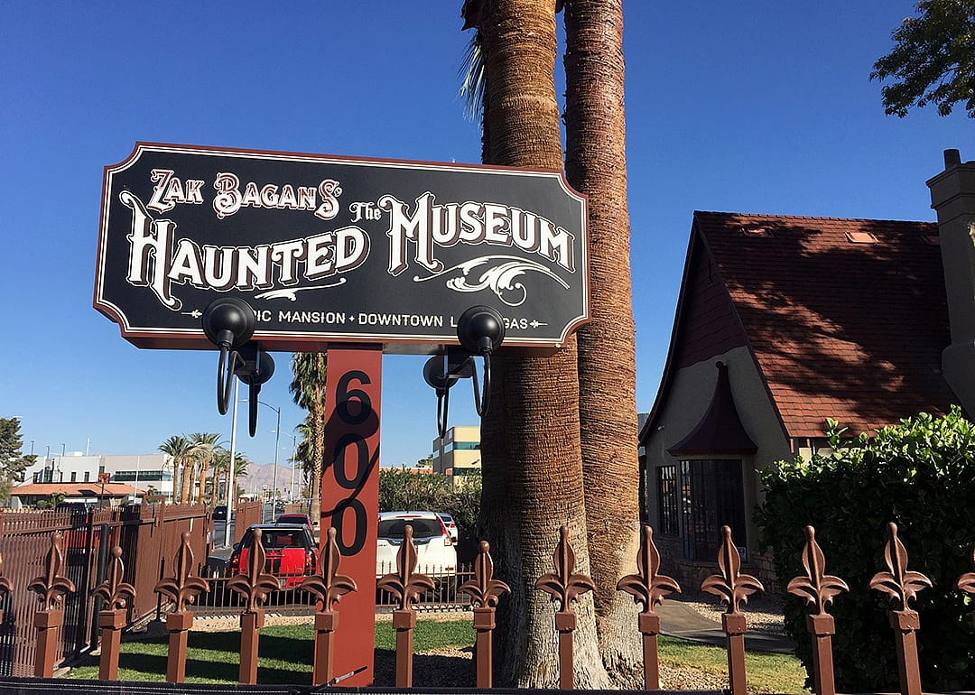 Zak Bagan's The Haunted Museum entrance sign in Las Vegas.