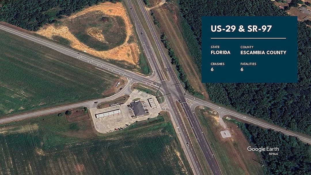 Graphic showing US-29 and SR-97 with statistics overlaid.