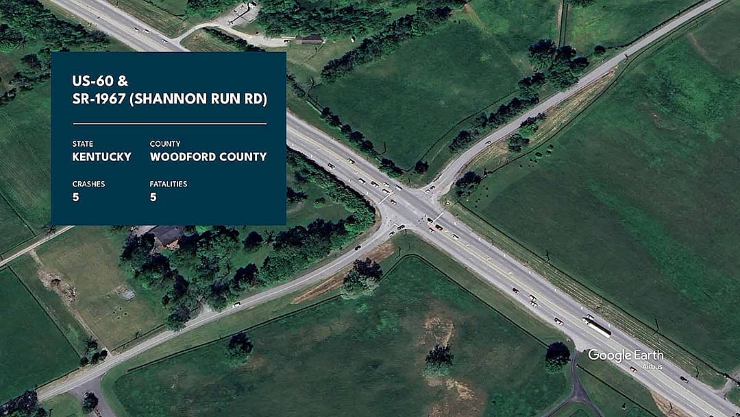 Graphic showing US-60 and SR-1967 with statistics overlaid.