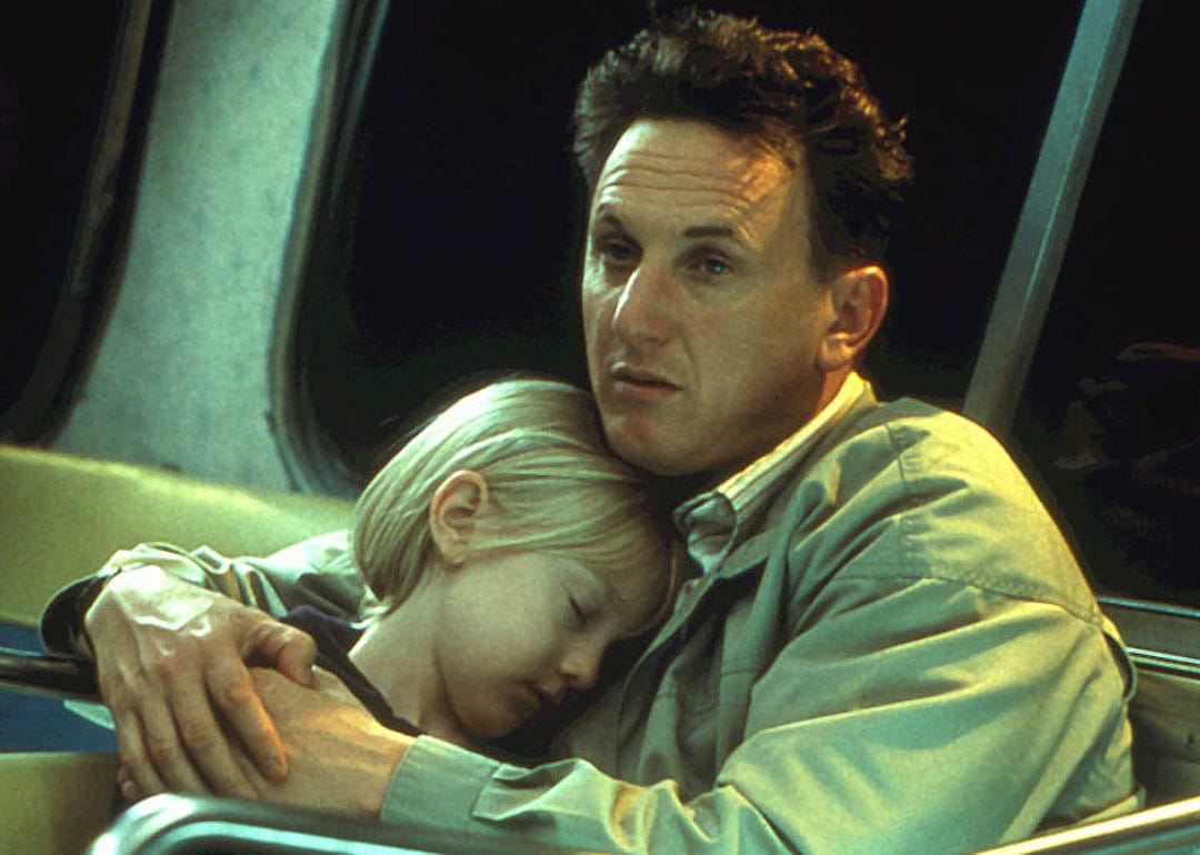 Dakota Fanning and Sean Penn in a scene from 'I Am Sam.'