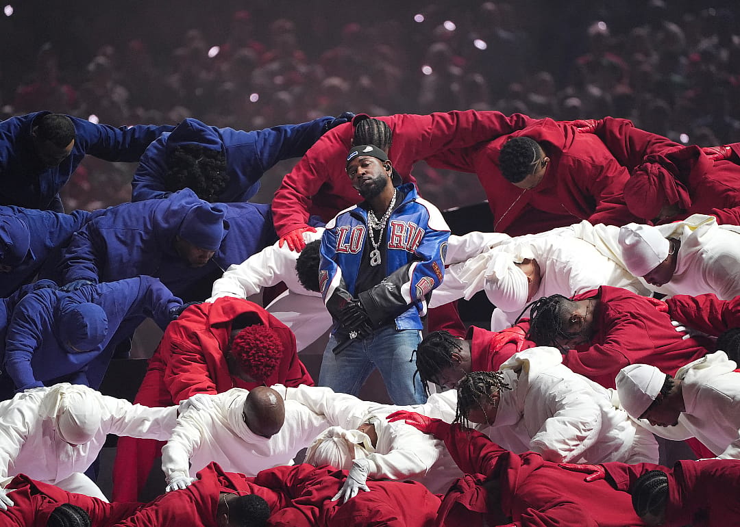 US rapper Kendrick Lamar performs during Super Bowl LIX Chiefs vs Eagles Apple Music Halftime Show at Caesars Superdome in New Orleans, Louisiana, February 9, 2025.