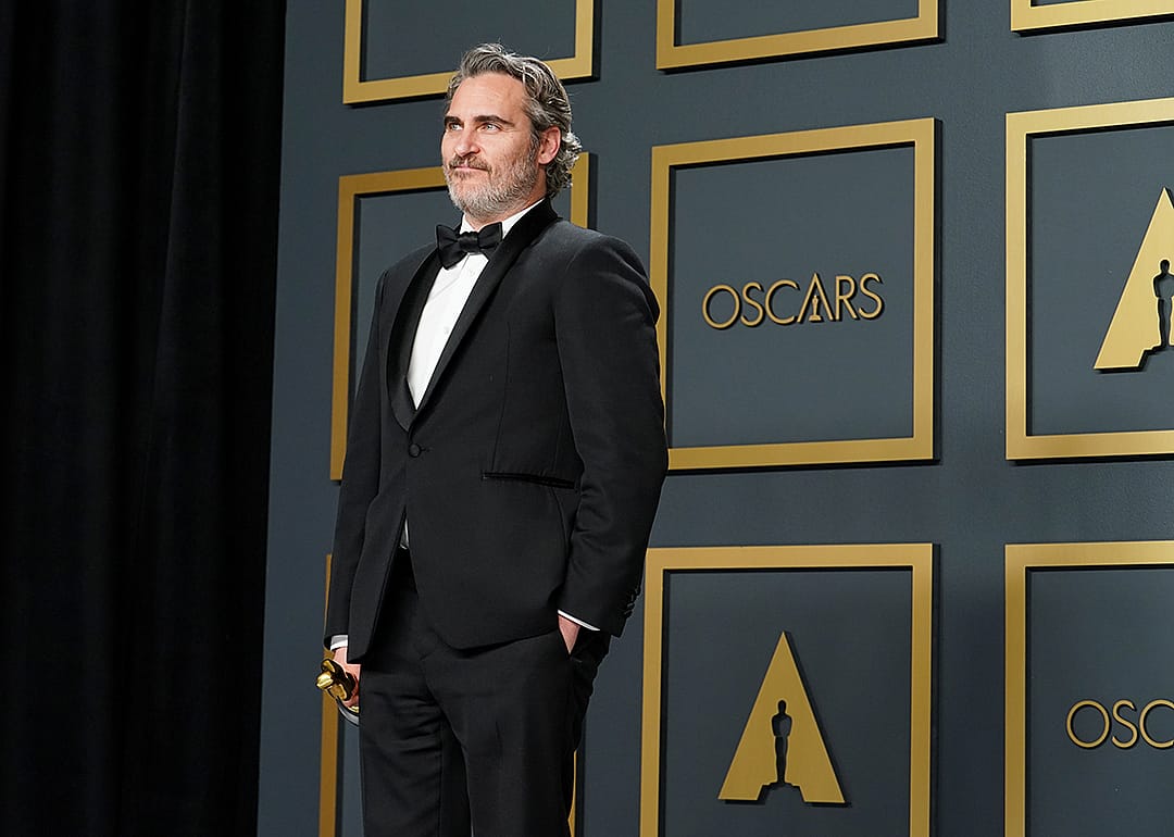 Joaquin Phoenix in his Stella McCartney suit during the 92nd Annual Academy Awards at Hollywood and Highland on February 09, 2020 in Hollywood, California.