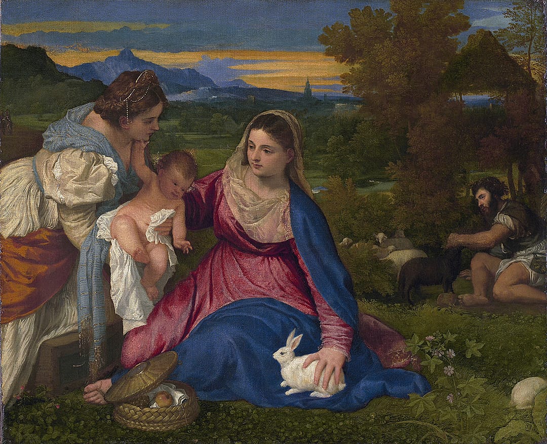 Photo of the painting “Madonna of the Rabbit.”