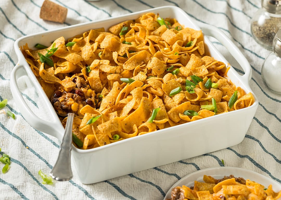 Frito pie in a dish.