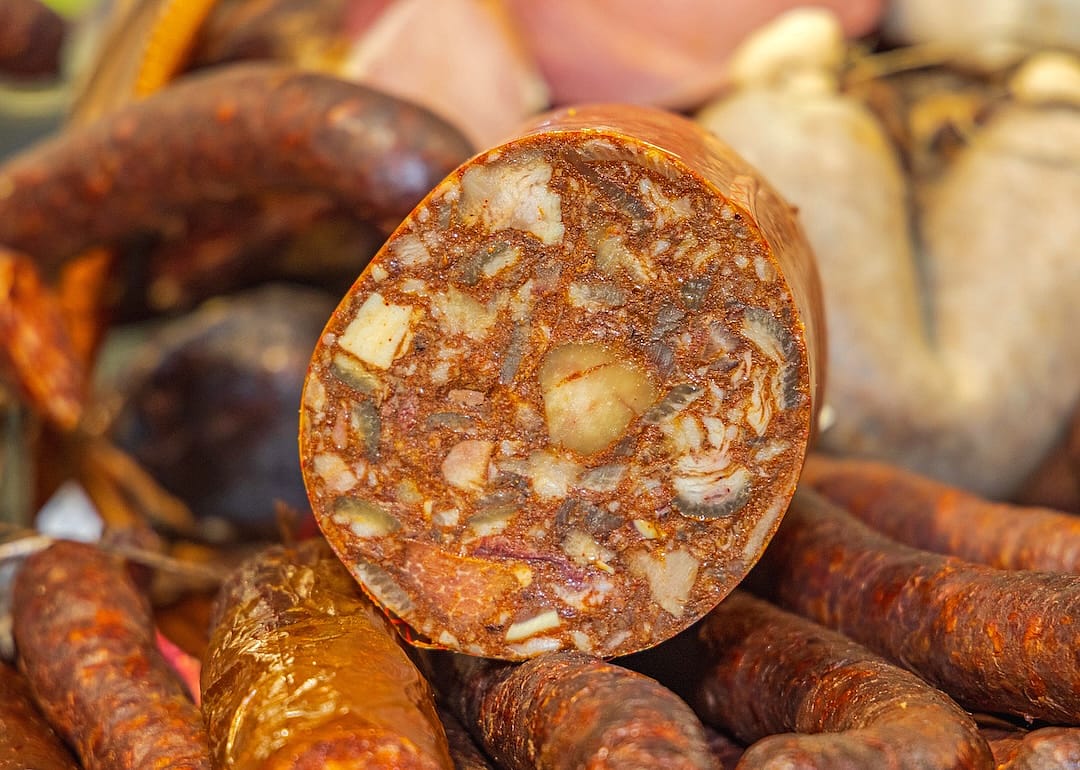 Scrapple sausage up close.