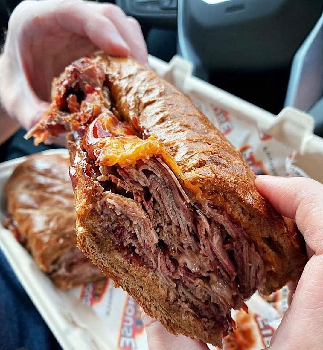 A Smokehouse Beef & Cheddar Brisket sub from Firehouse
