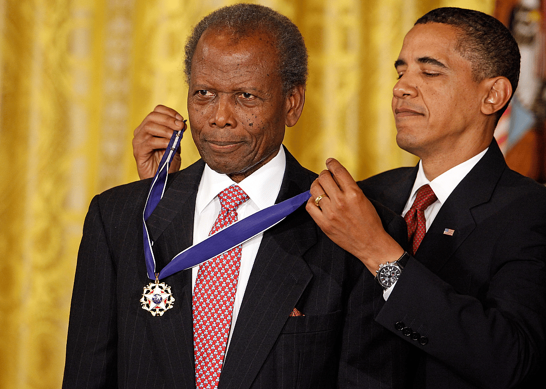 President Barack Obama presents the Medal of Freedom to Sidney Poitier.