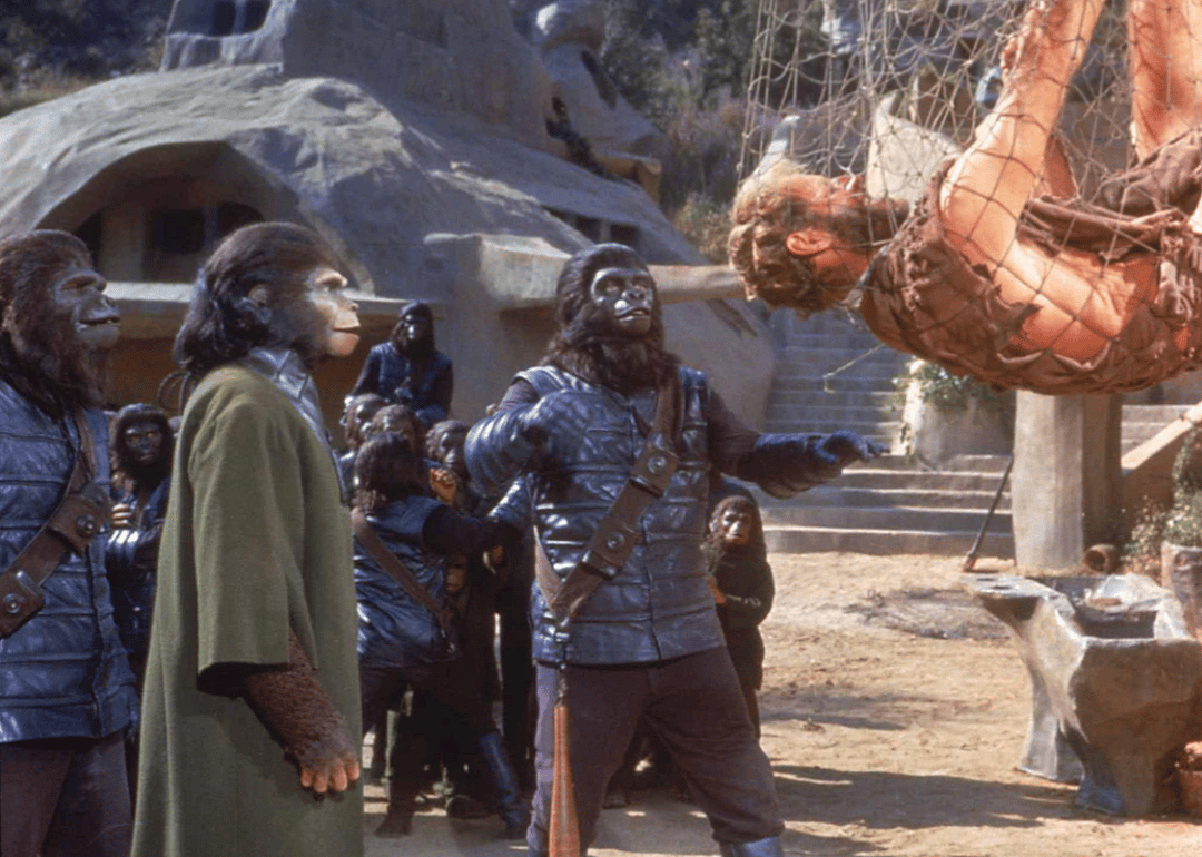 Charlton Heston, Kim Hunter, and Buck Kartalian in ‘Planet of the Apes’.