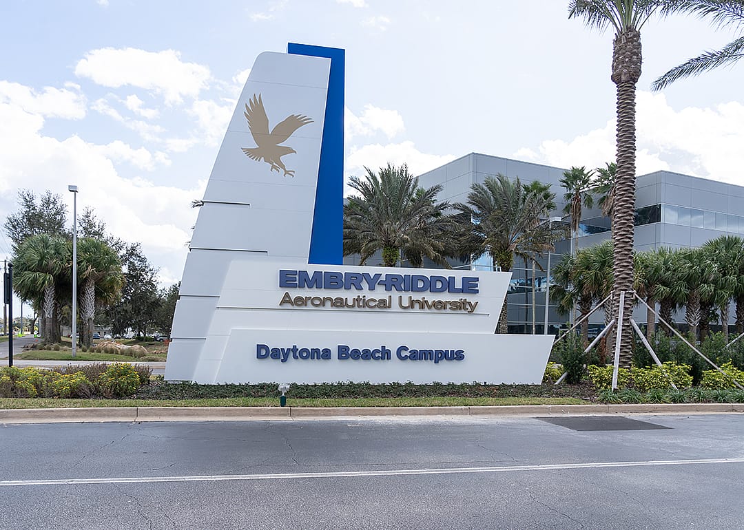 Entrance and signage at Emory Riddle Aeronautical University.