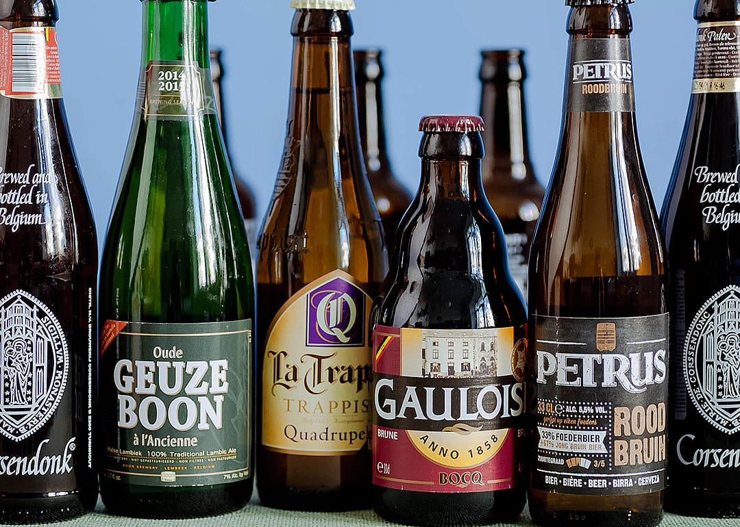Variety of Belgian beers in store.