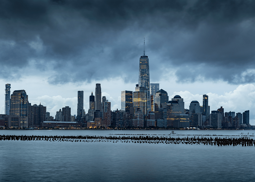 Storm clouds over lower Manhattan.