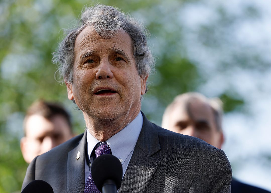 Senator Sherrod Brown speaks at a press conference.