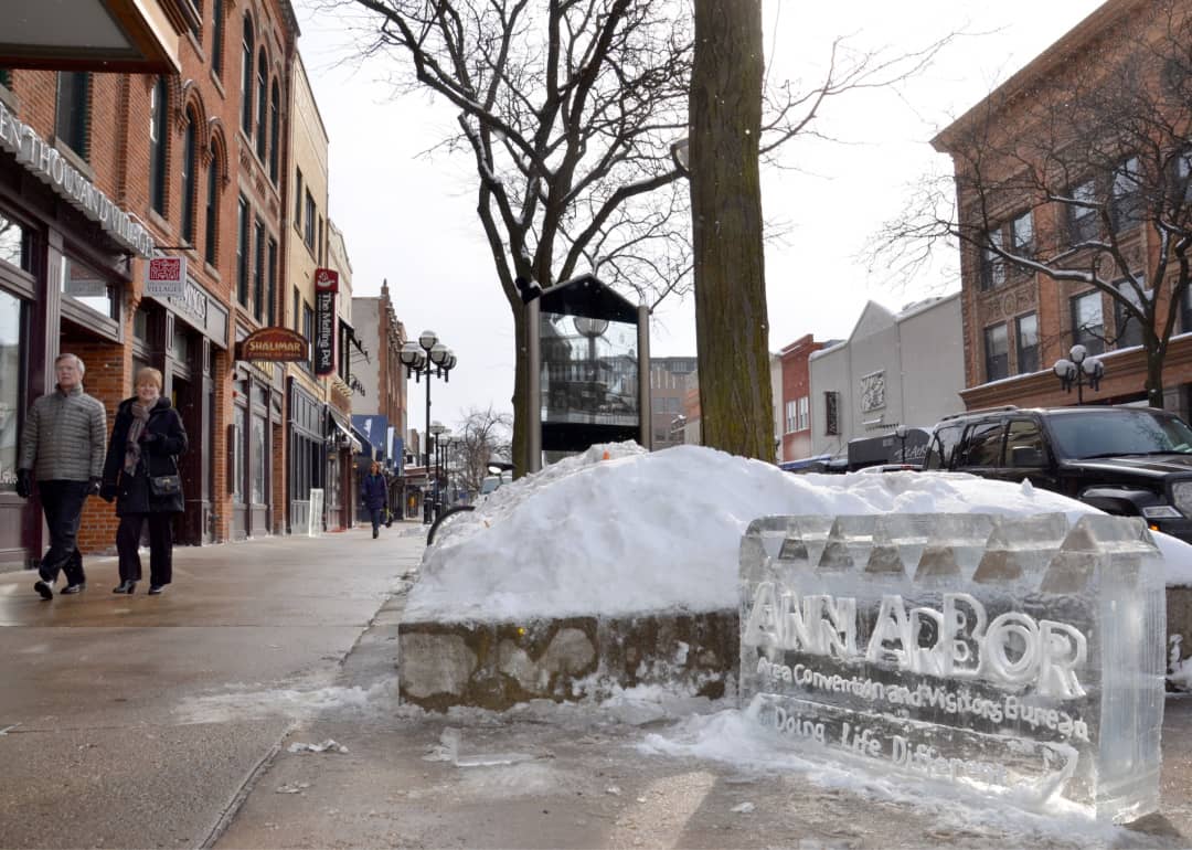 Ice carving in downtown Ann Arbor